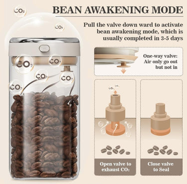 1700ml Airtight Coffee Canister – Borosilicate Glass Jar with One-Way Valve & Date Tracker